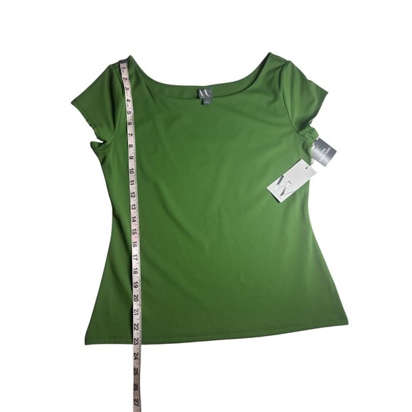 Worthington Blouse Women's Large Green Nylon‎ Spandex Short Sleeve Top NEW - Picture 3 of 8
